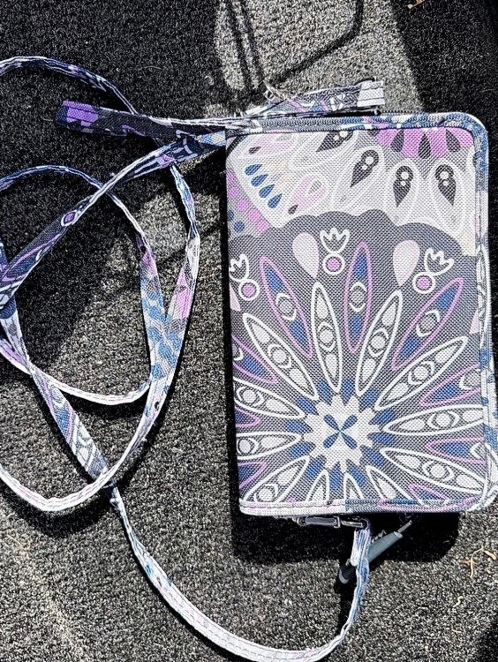 Vera Bradley Purple Blue Floral Paisley Crossbody Wallet Organizer